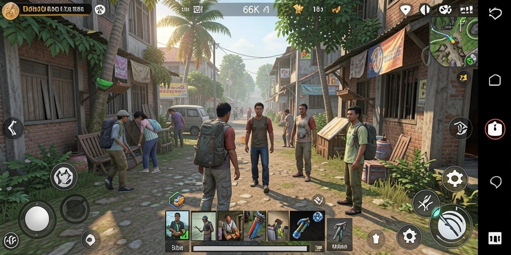 Tampilan gameplay menarik dari 66K yang menunjukkan interaksi karakter.