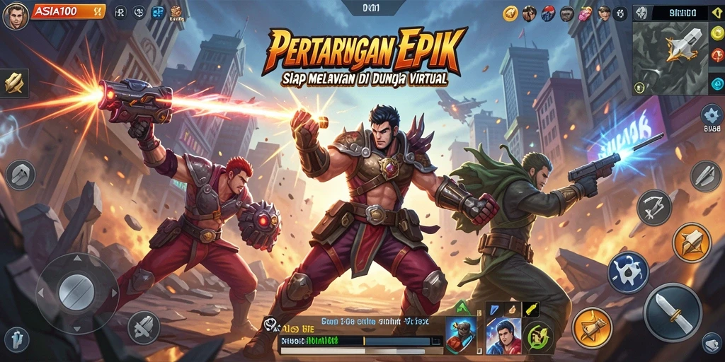 Gameplay mendebarkan di arena pertarungan ASIA100.