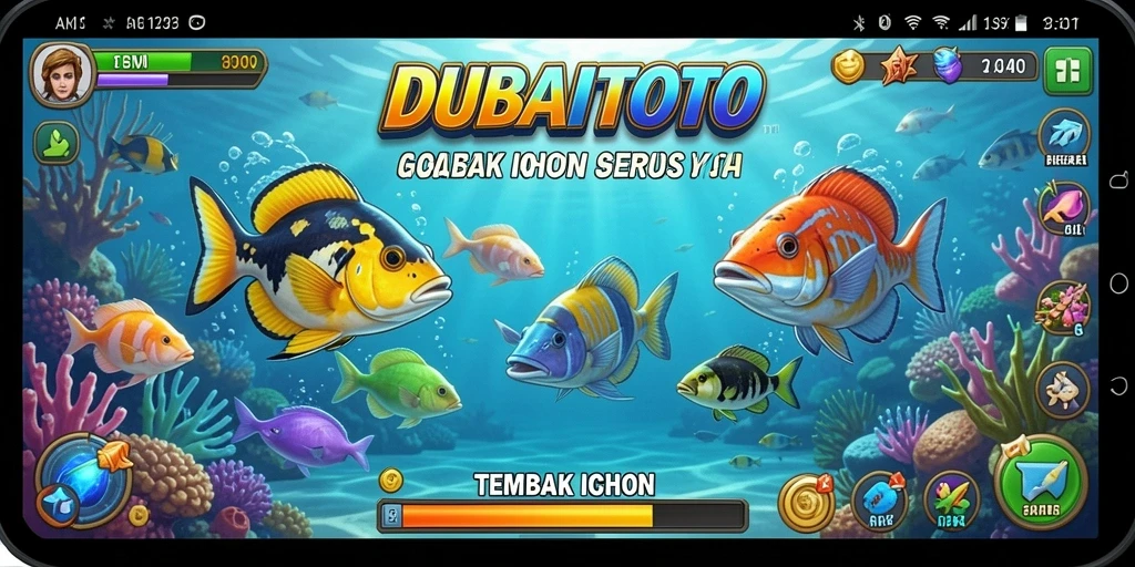 Screenshot utama DUBAITOTO menampilkan aksi menembak ikan yang mengasyikkan.
