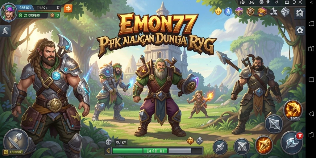 Tampilan gameplay EMON77 yang menakjubkan selama petualangan RPG.