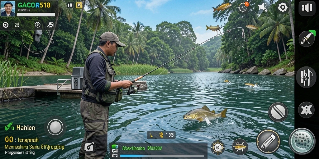 Screenshot utama GACOR518 menampilkan aksi memancing yang mendebarkan dalam suasana yang indah.