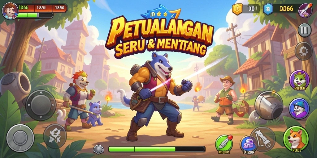 Tampilan gameplay ID66 yang penuh aksi dan warna-warni.