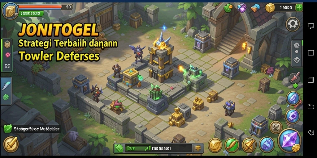 Tampilan gameplay menarik dari JONITOGEL dalam pertempuran Tower Defense.