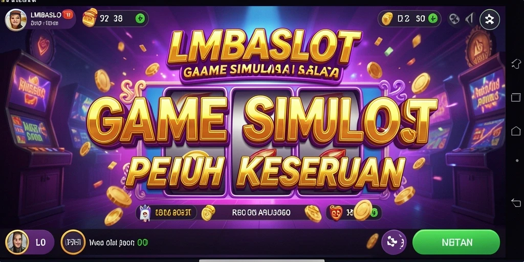 Screenshot utama gameplay LMBASLOT menampilkan mesin slot yang memukau.