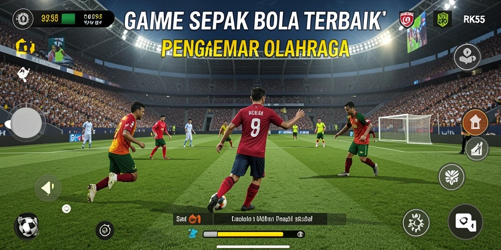 Tangkapan layar menampilkan aksi seru pertandingan sepak bola di RK55.