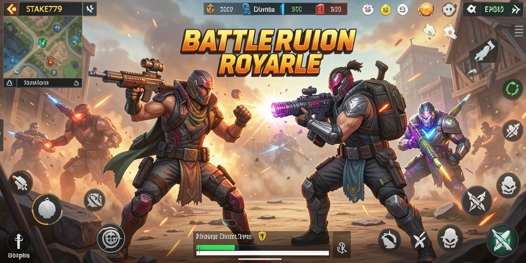 Screenshot gameplay menunjukkan suasana pertempuran seru di STAKE779.