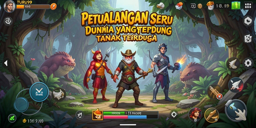 Tangkapan layar TURU99 menunjukkan aksi seru dalam dunia petualangan.